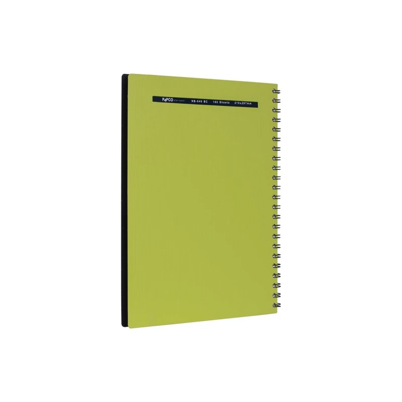 دفتر سیمی 160 برگ پاپکو مدل متالیک سایز A4 کد NB-646BC (فنر مارپیچ تک سیم)