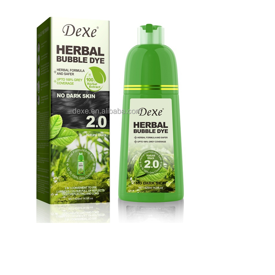 شامپو رنگ مشکی طبیعی دکسی مدل herbal bubble dye