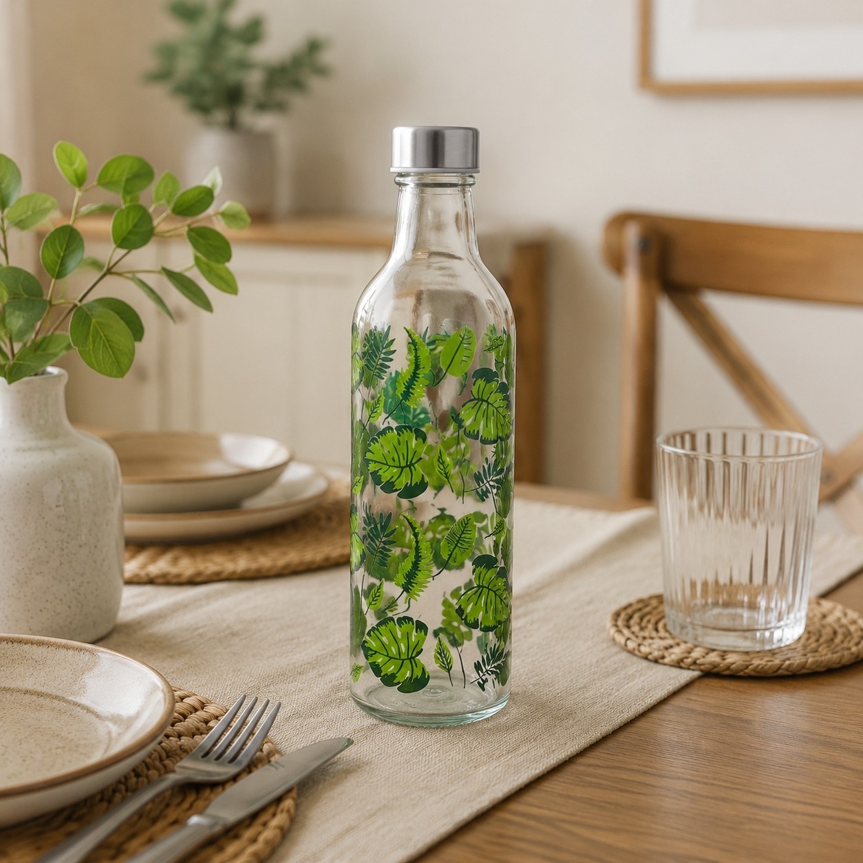 بطری آب شیشه ای چاپ دار فانتزی حجم 500 میل