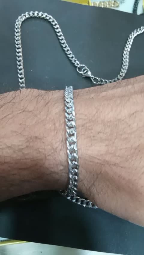 ست گردنبند و دستبند مردانه رنگ ثابت