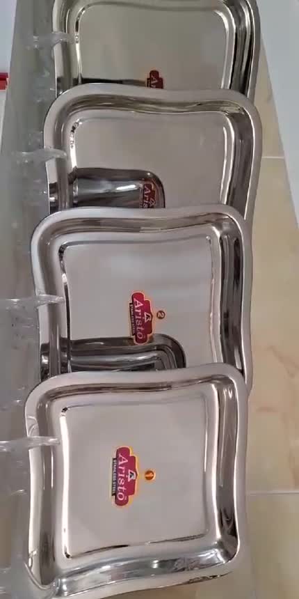 سینی استیل مربع،سایز 2،طرح ساده، اصل هند