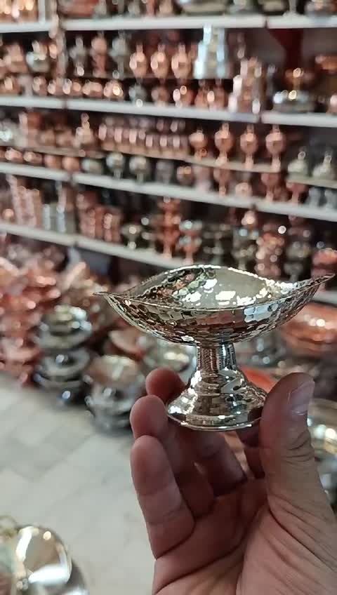 هفت سین یا آجیل تک نفره مسی کروم چکشی سه بعدی