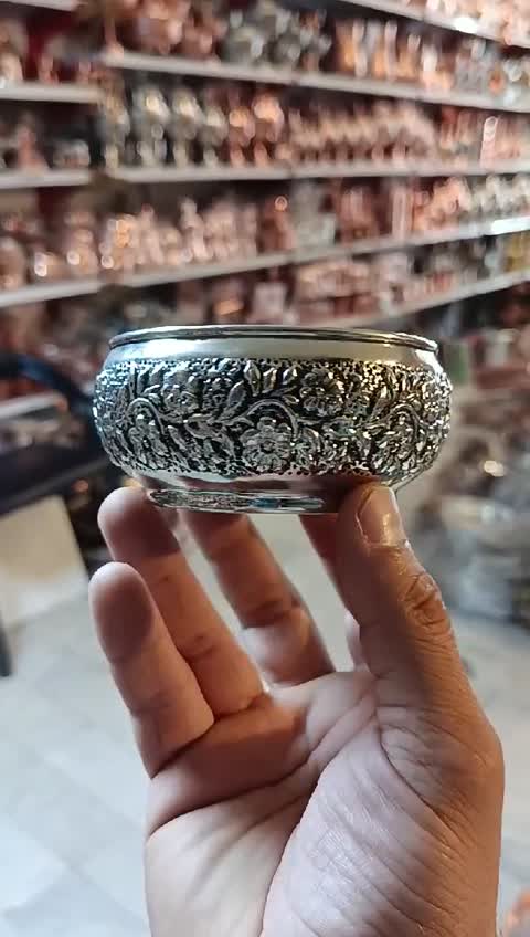 پیاله مسی کروم گلبرگ یا آجیل تک نفره