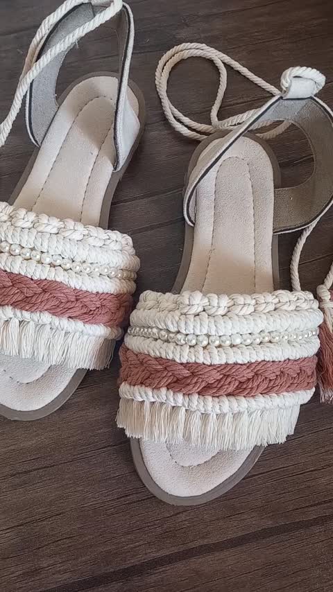 صندل مکرومه رکاب دار شیری 