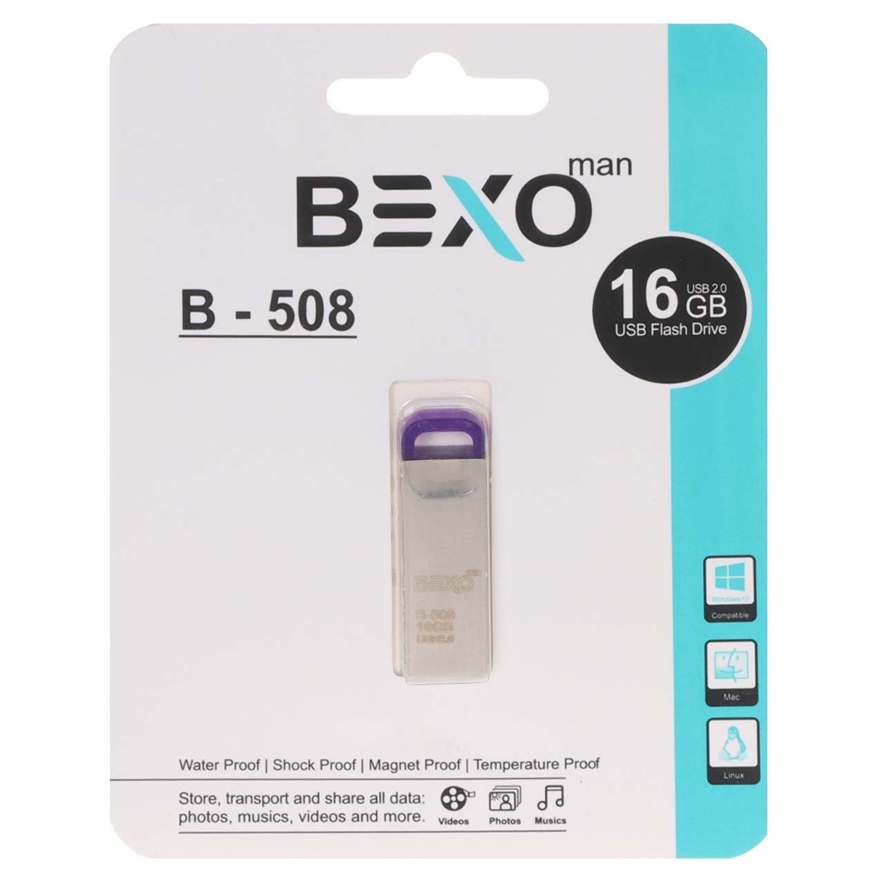 BEXO B-508 USB2.0 Flash Memory - 16GB (گارانتی داده پردازی آواتک) نقره ای