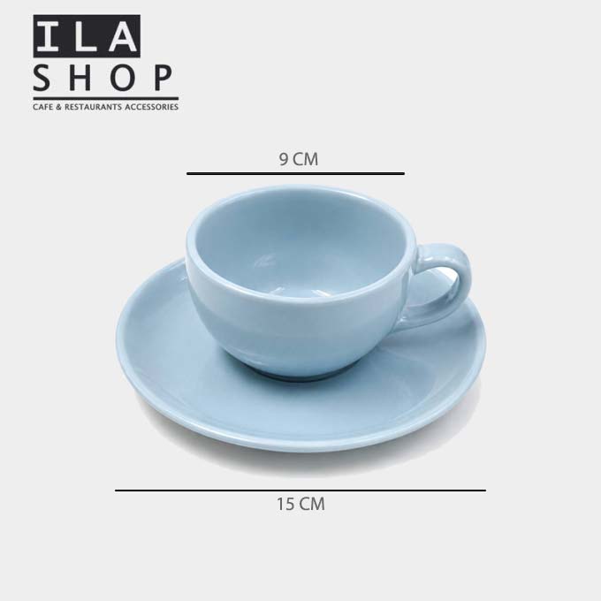 فنجان نعلبکی کاپوچینو آبی کد 2233 شش عددی ایلا
