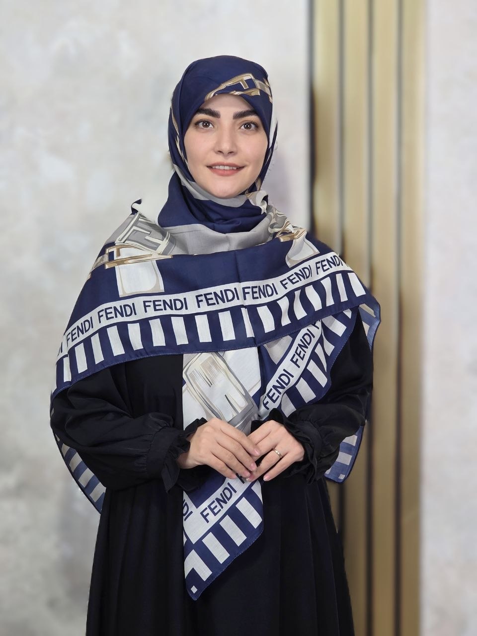 روسری سوپر نخ 140 فندی سرمه ای