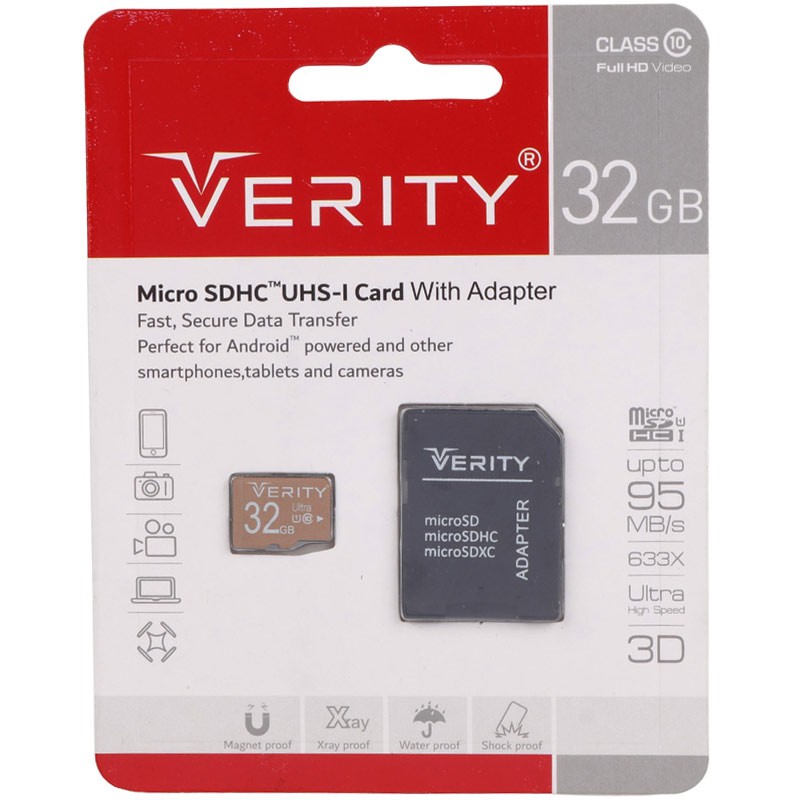 کارت حافظه 32 گیگ وریتی مدل Verity 633X U1 C10 95MB گارانتی 24 ماهه آسان سرویس