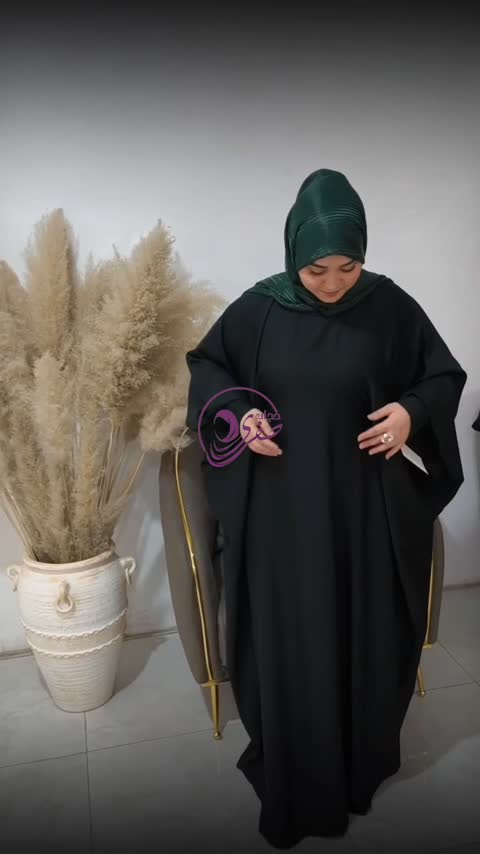 مانتو عبایی کرپ الیزه زمرد + ارسال رایگان