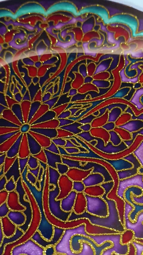 بشقاب پذیرایی یا دیوارکوب آذین گالری ،کاردست ،کاملا قابل مصرف و شستشو،زمینه ورق طلا