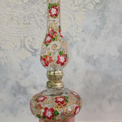 چراغ گردسوز ویترای طرح شقایق ، جاشمعی
