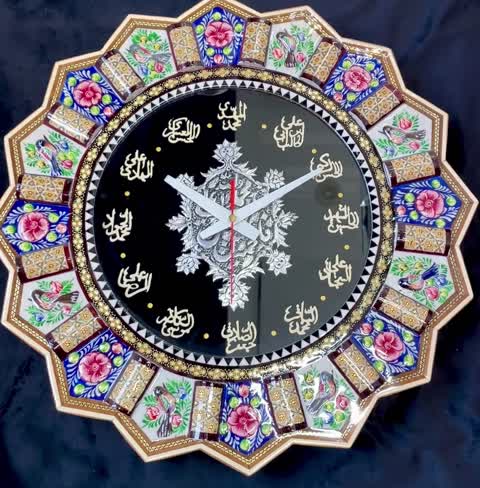 ساعت دیواری خاتم کاری دست ساز سایز 25 سانتی