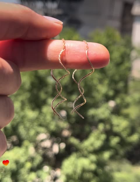 گوشواره طلا 18 عیار کرلی دو طرفه