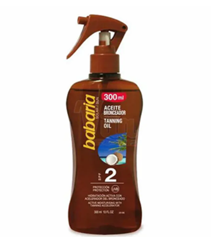 باباریا روغن آفتاب و سولار برنزه کننده مرطوب کننده Babaria Coconut SPF2 Tanning Oil