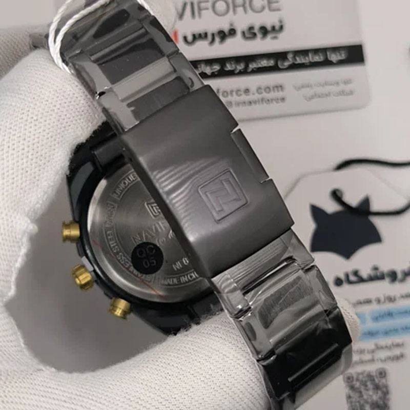 ساعت مچی نیوی فورس اورجینال مردانه مدل Naviforce NF8081 مشکی طلایی (سه موتوره)