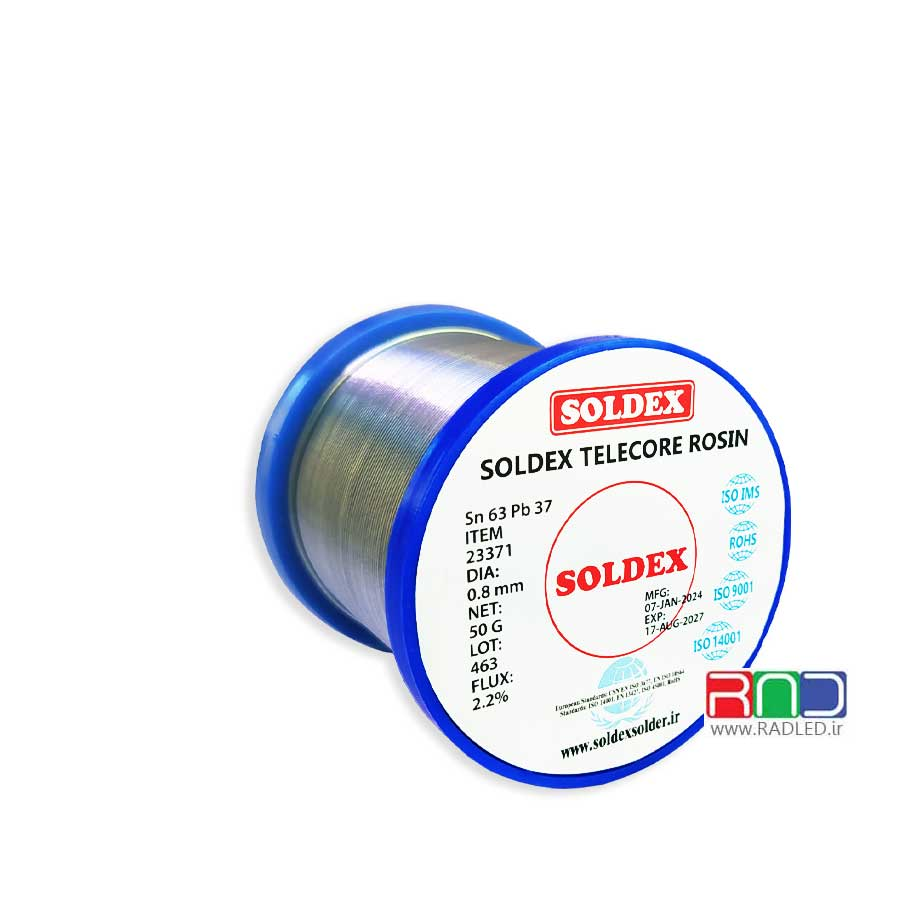 سیم لحیم 50 گرمی سولدکس 0.8 میلی قلع Soldex