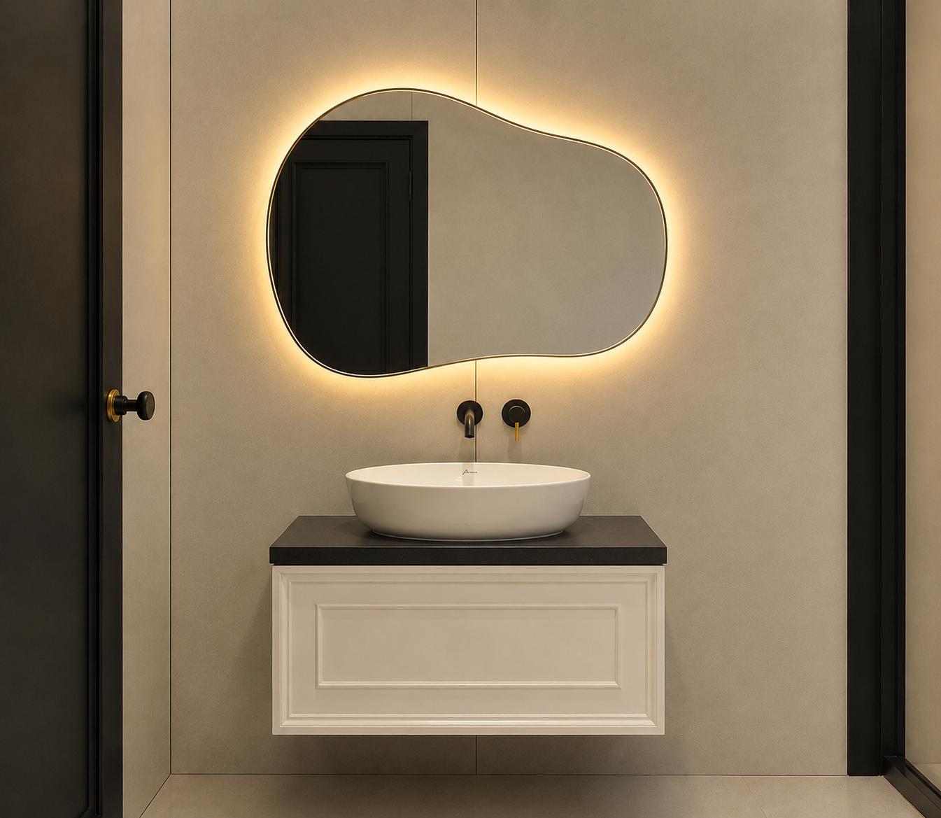 روشویی کابینتی کلاسیک سفید با کاسه روکار آرکامن مدل -R119