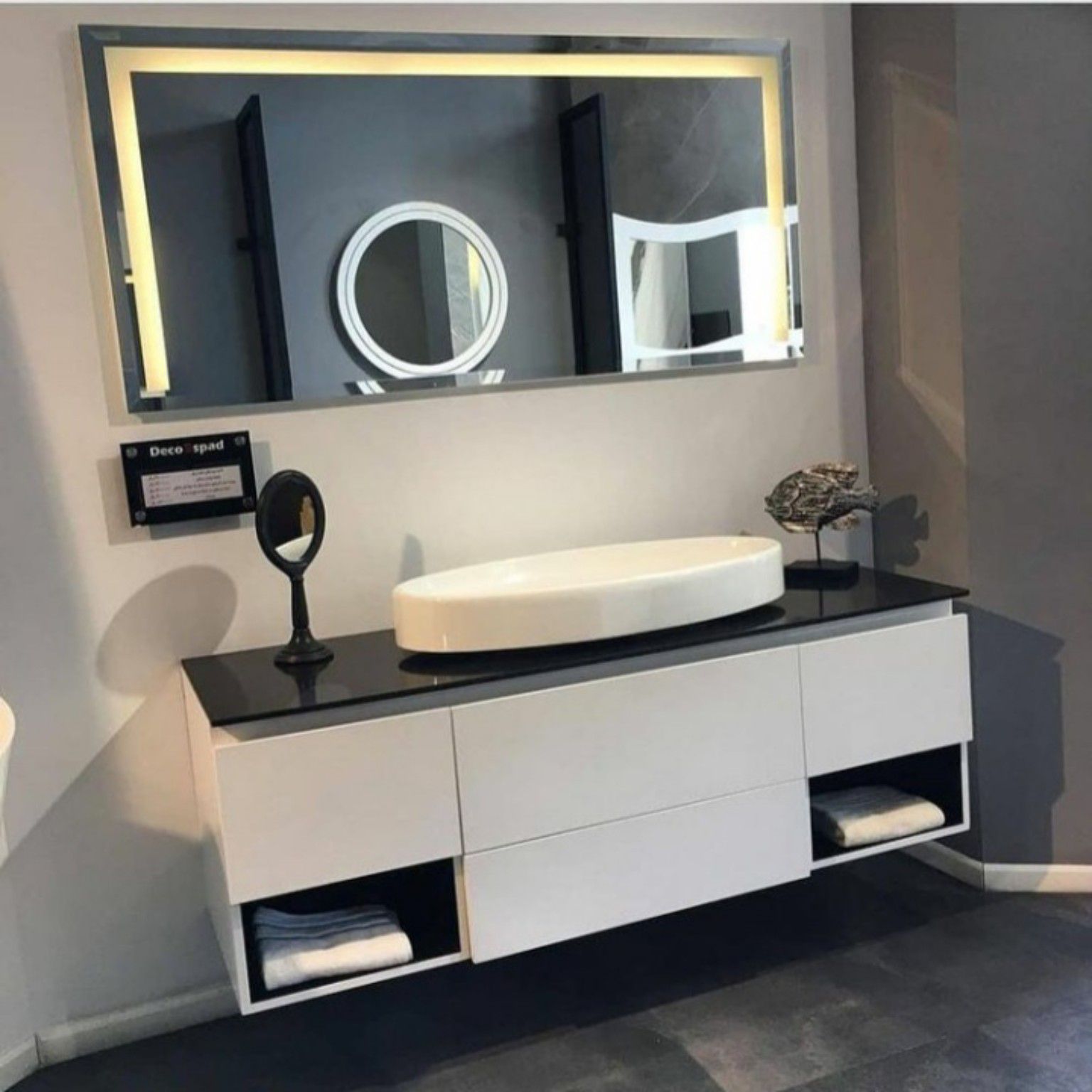 روشویی کابینتی سفید مشکی لوکس آرکامن_ R132