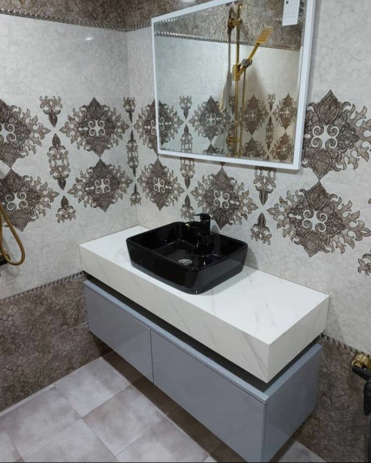 کابینت روشویی سرامیکی طوسی آرکامن- R129