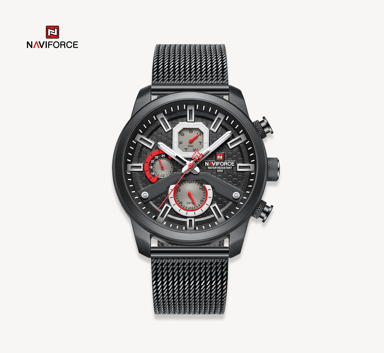 ساعت مچی مردانه نیوی فورس مدل naviforce 9211 استیل مشکی