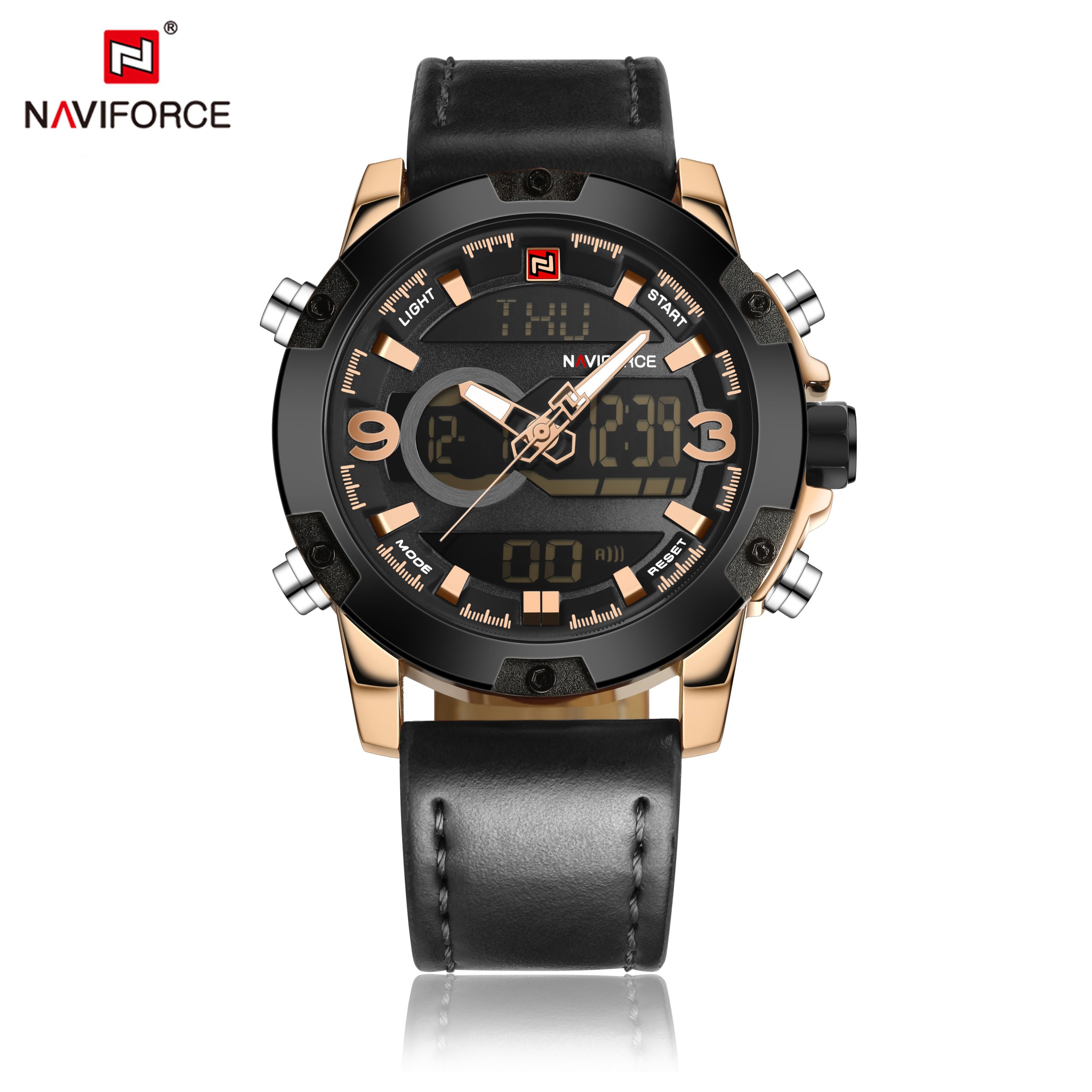 ساعت مچی مردانه نیوی فورس مدل Naviforce 9097 مشکی رزگلد