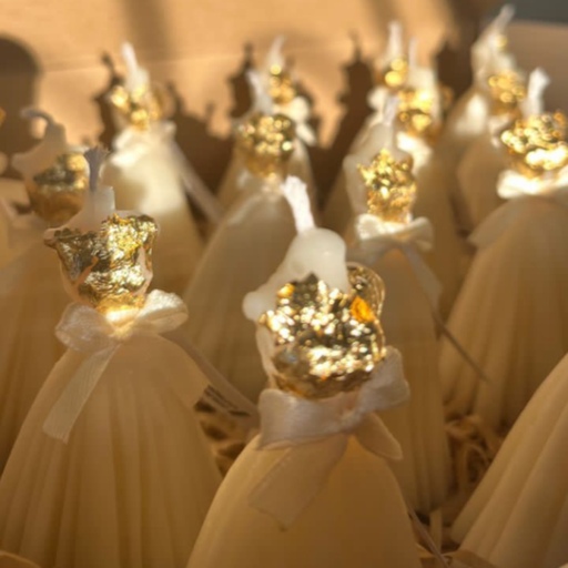 گیفت شمع عروس بسته ده تایی تزئین ورق طلا