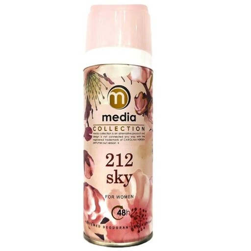 اسپری بدن زنانه sky 212 مدیا media حجم 200 میل Media Body Spray 212 Sky For Women 200ml