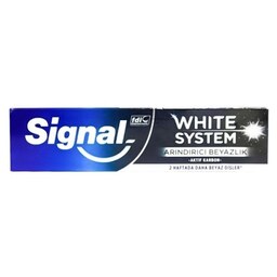 خمیر دندان سفید کننده زغالی مدل white system سیگنال 75 میل