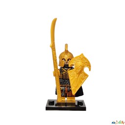 مینی فیگور لگو سرباز طلایی پوش کلاه خود دار نیزه شمشیری   وارداتی باز شده بدون جعبه کد KT1032  ارتفاع 4 سانت 