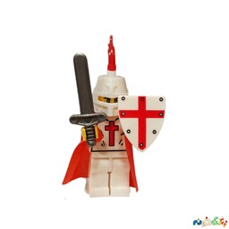 مینی فیگور لگو سرباز جنگ های صلیبی شمشیر دار سپر صلیبی  وارداتی باز شده بدون جعبه کد AX9818 ارتفاع 4 سانت 