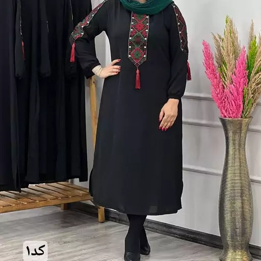 مانتو بلند سنتی زنانه کتیبه دار  مانتو عبایی سنتی زنانه  مانتو زنانه  مانتو سنتی زنانه  کفتان بلند  پیراهن بلند  شومیز