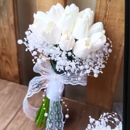 گل لاله لمسی درجه یک  عقد و عروسی سفید 