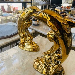 مجسمه دکوری دلفین طلایی