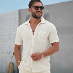 پیراهن استین کوتاه مردانه کنفی ساده تک جیب برند مراکش فوق العاده خنک و تابستانه