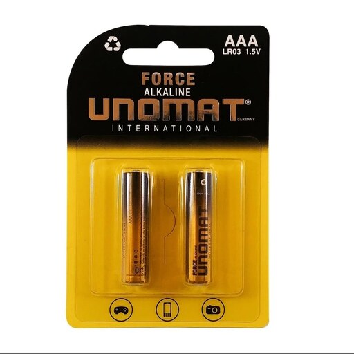 باتری نیم قلمی یونومات مدل Force Alkalaine بسته 2 عددی
