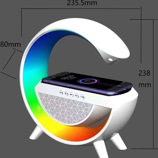 اسپیکر بلوتوثی و شارژر وایرلس RGB و چراغ خواب و ساعت رومیزی (چراغ G مدل BT301) 