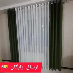 پرده پانچی پنجره 3 متری مخمل شانل و حریر ساده ترک 