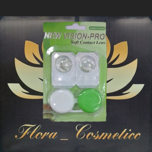 لنز رنگی چشم نیو ویژن پرو NEW VISION PRO مدل ( AMBER GREEN ) 6 ماهه و  بدون حساسیت