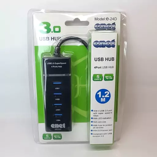 هاب چهار پورت USB3.0 مدل E-24D - کابل 1.2 متر hub یو اس بی 