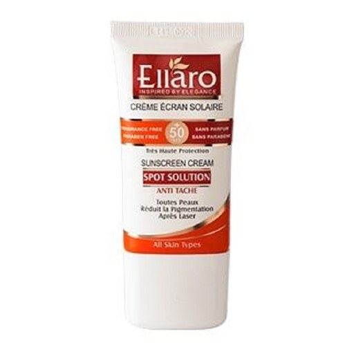 کرم ضد آفتاب ضد لک SPF50 اسپات سولوشن الارو Ellaro spot solution sunscreen spf 50