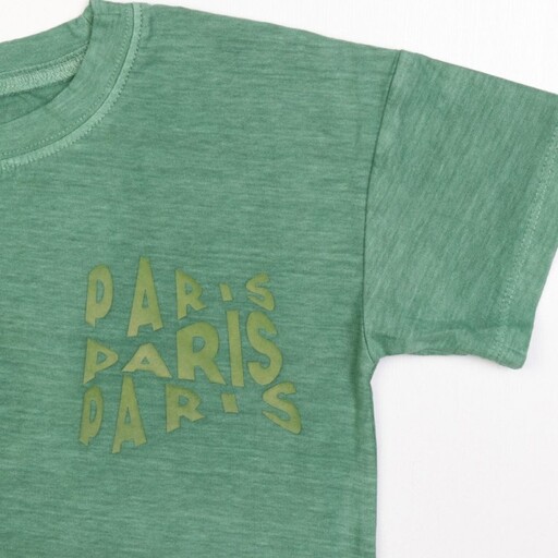 تیشرت آستین کوتاه طرح پاریس سبز