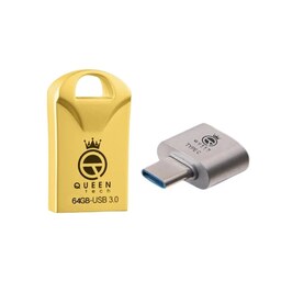 فلش مموری 64 گیگابایت USB 3.0 کوئین تک مدل RACE C-PLUS (ارسال رایگان) فروش ویژه..