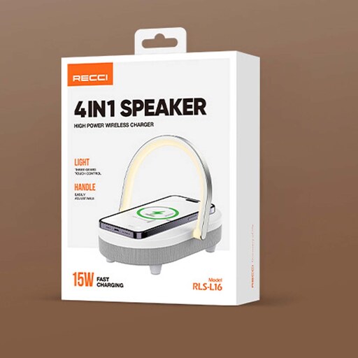 اسپیکر و شارژر بیسیم 4 در 1 رسی ا Recci RLS-L16 4-in-1 Speaker and Wireless Charger 15W