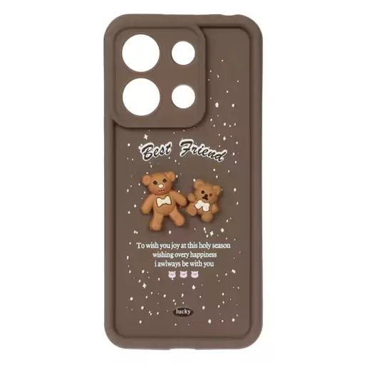 قاب Solid Case عروسکی Friends مدل Xiaomi Redmi Note 13 4G - قهوه ای-کد3824