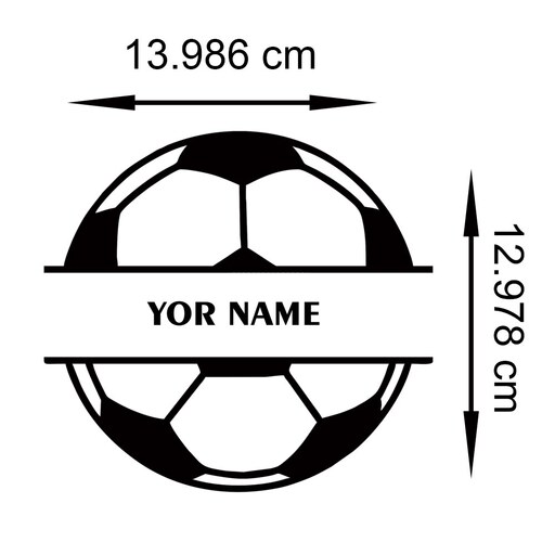 استیکر حرارتی لباس و پارچه طرح توپ فوتبال با اسم سفارشی در 2 رنگ سفید و سیاه مجموعه 2 عددی