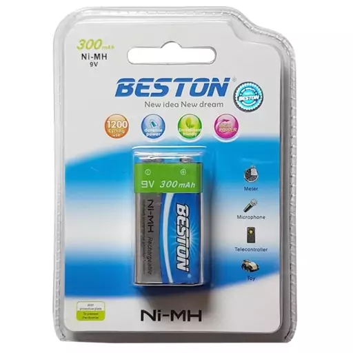 باتری کتابی شارژی بستون9 ولت BESTON 300MAH