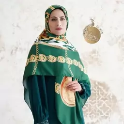 روسری سبز طلایی ساتن 