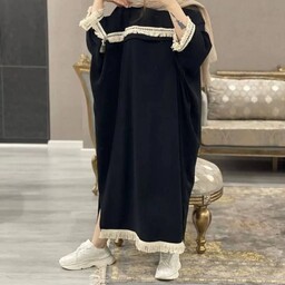 مانتو عبایی ریش دار جنس ابروبادی تکرنگ فری سایز 38 تا 50  قد کار حدود 115 دور سینه آزاد محدودیت سایزی ندارد 