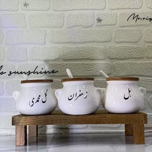 جاادویه ای سرامیکی قاشق دار دیزی تکست بانکه ادویه طرح دیزی