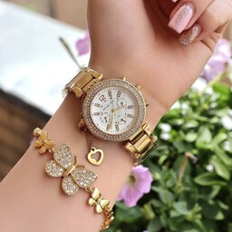 ست ساعت و دستبند کیفیت عالی رنگ ثابت زیبا و شیک ارسال رایگان 